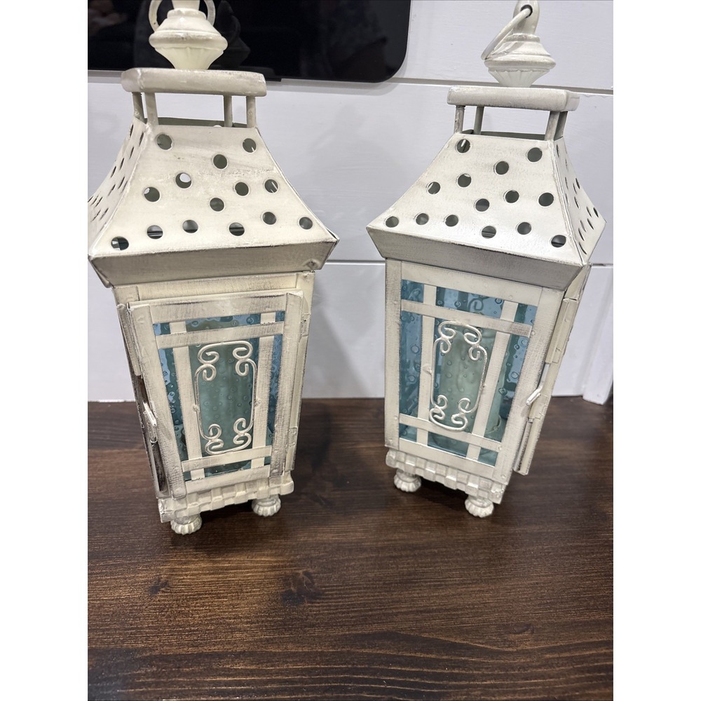 MacKenzie-Childs Garden Votive Metal Lantern Beige Gothic Electric Candle